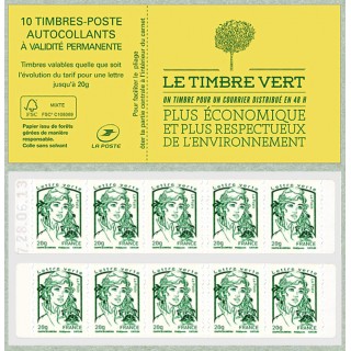 Carnet de 12 timbres lettre Vert